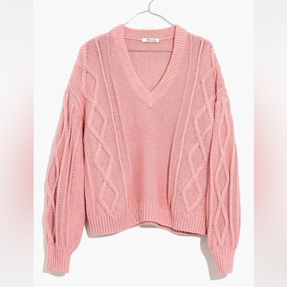 Madewell Sweaters - Madewell Augustus Cable Knit V-Neck Sweater Small VGUC